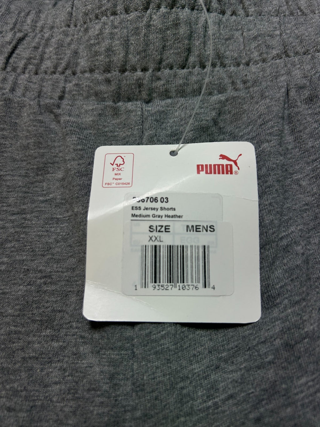 NWT Puma ESS Jersey Shorts Men's 2XL Gray Elastic Waist Drawstring Lightweight