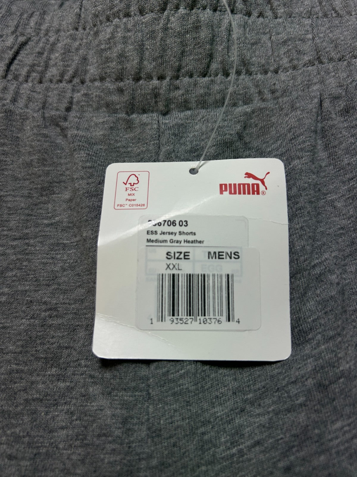 NWT Puma ESS Jersey Shorts Men's 2XL Gray Elastic Waist Drawstring Lightweight