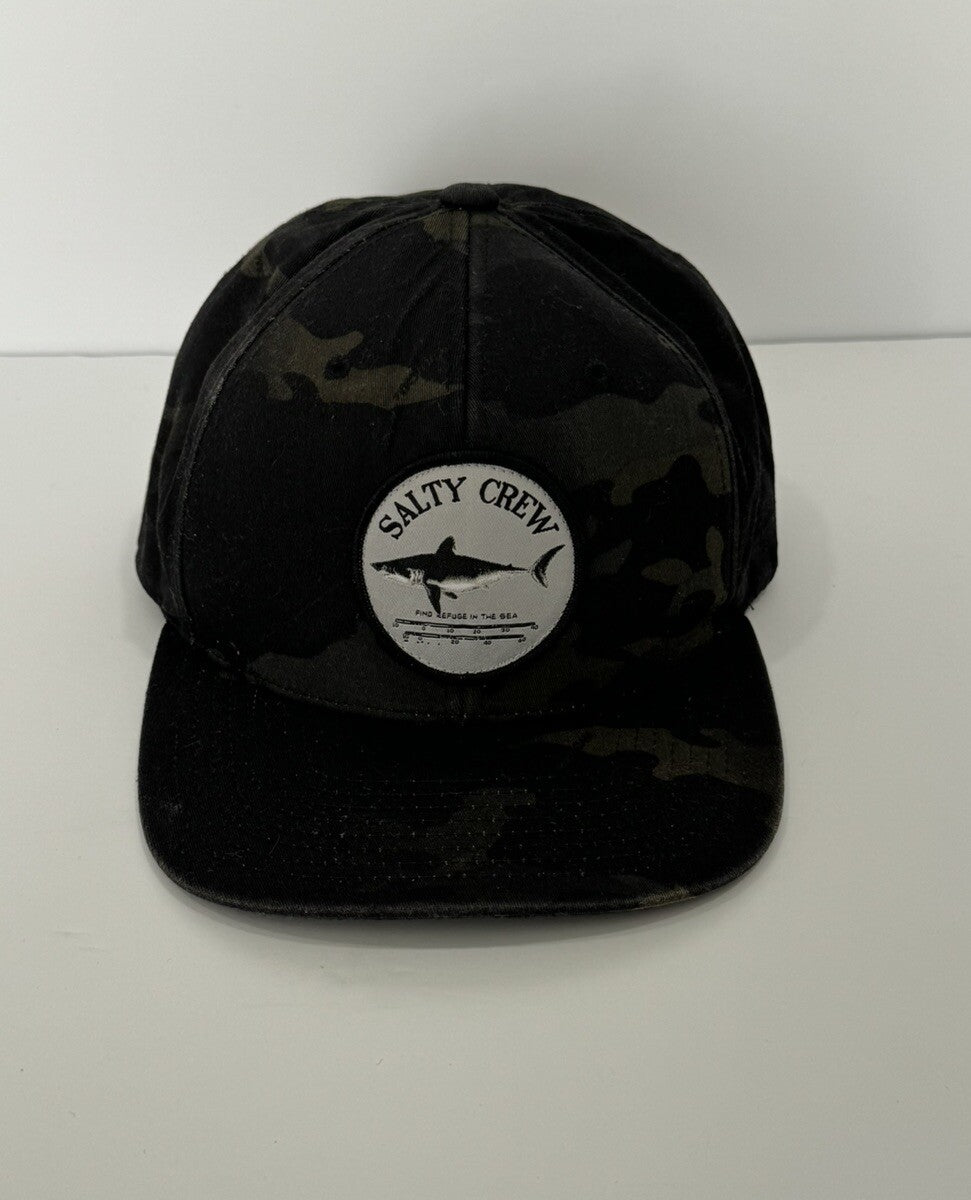 Salty Crew The Classics Embroidered Patch Logo Adjustable Hat Cap Black Camo C1
