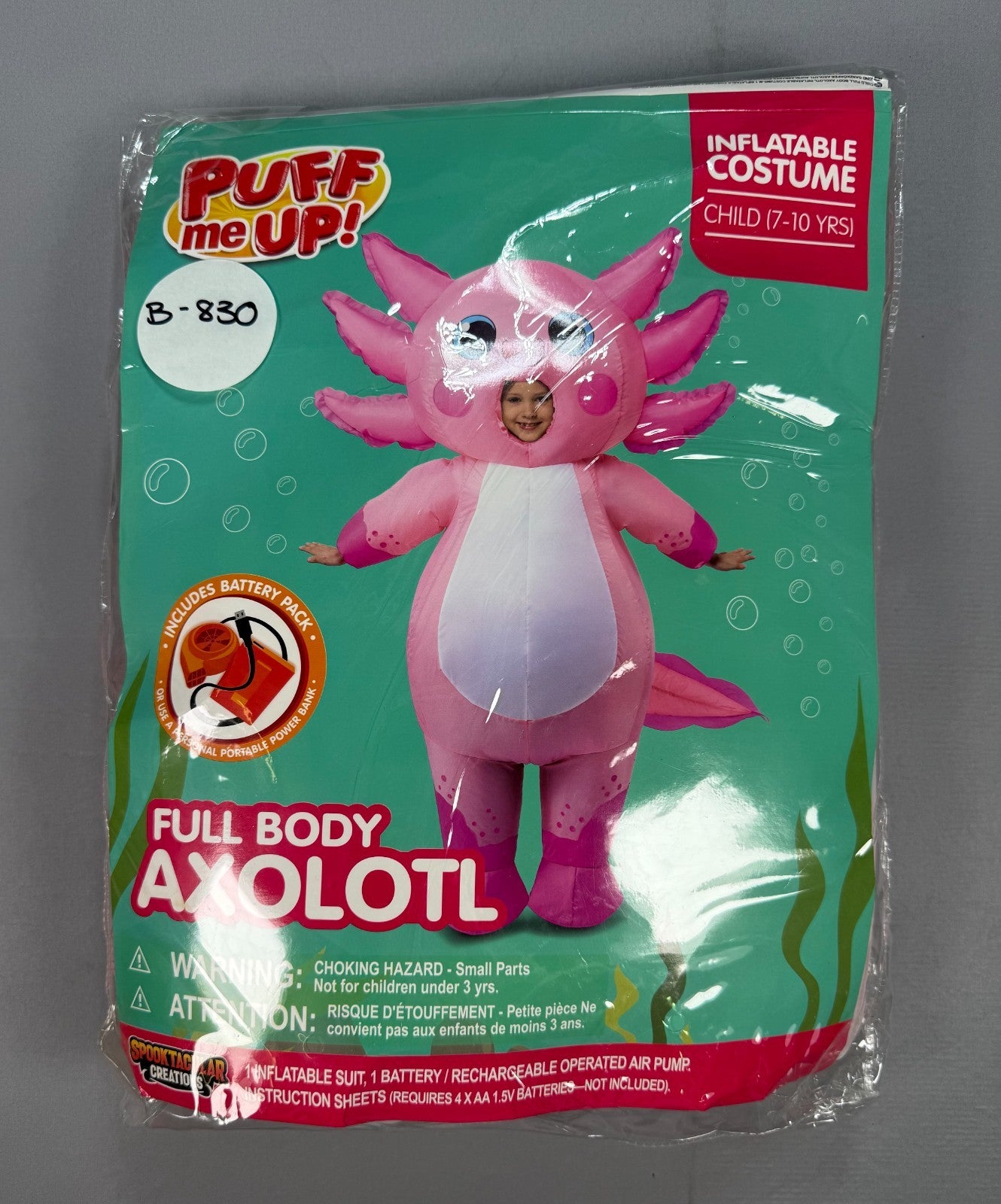 Spooktacular Creations Kids Inflatable Axolotl Costume Child 7-10 Yrs Halloween