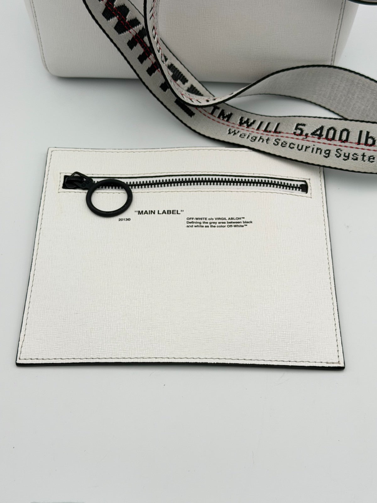 Off-White Sculpture Tote Bag Women White Leather Industrial Strap Luxury Handbag