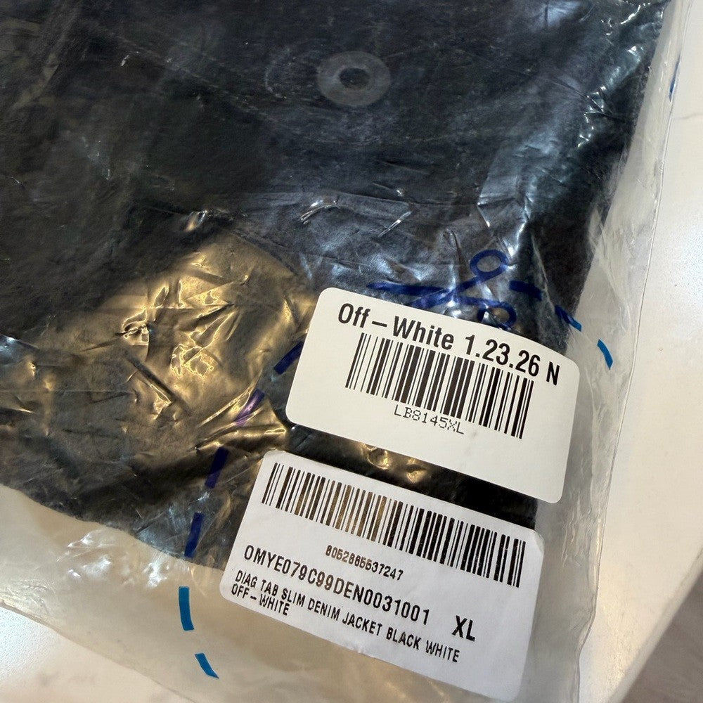 Off-White Black Button-Up Denim Jacket Diag Tag SLIM Size XL