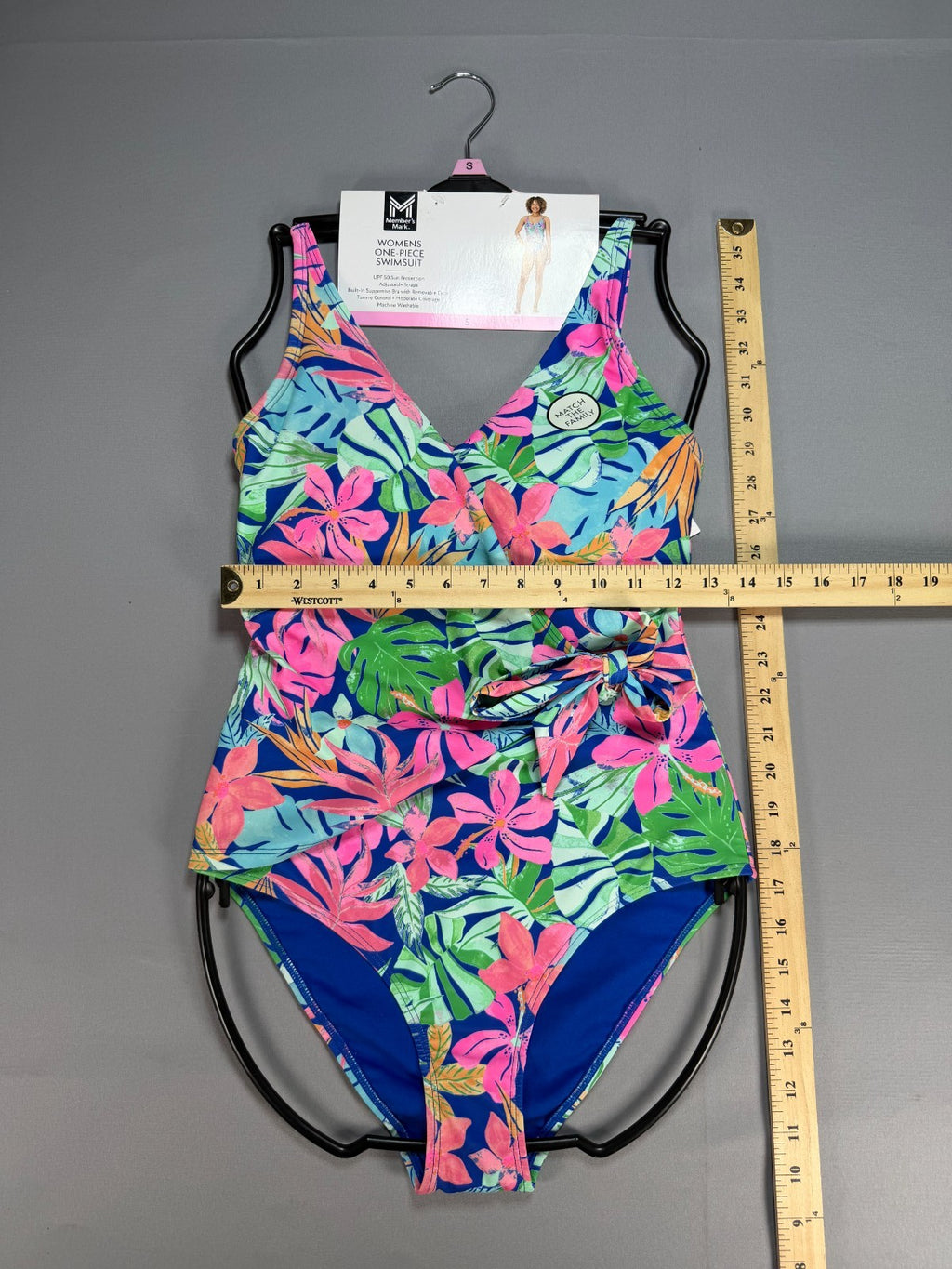Member's Mark One-Piece Swimsuit Women Small Multicolor Floral Adjustable Strap