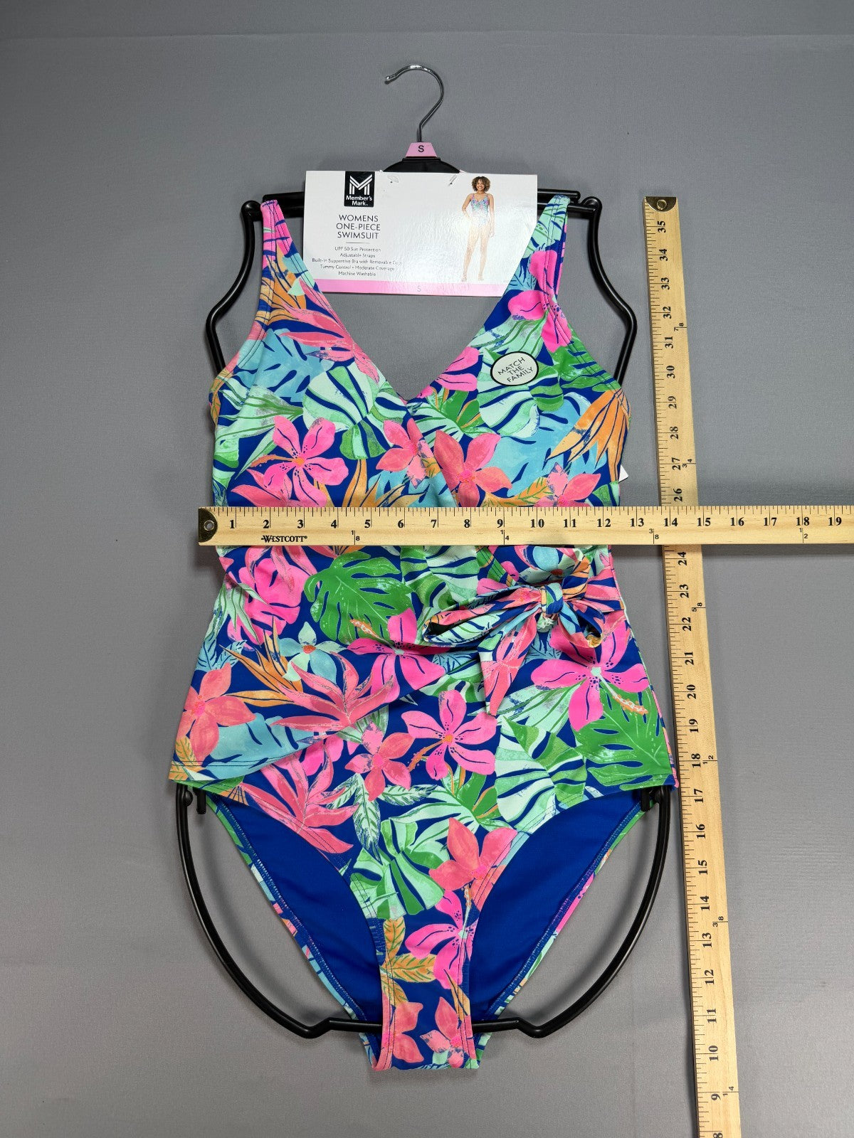 Member's Mark One-Piece Swimsuit Women Small Multicolor Floral Adjustable Strap