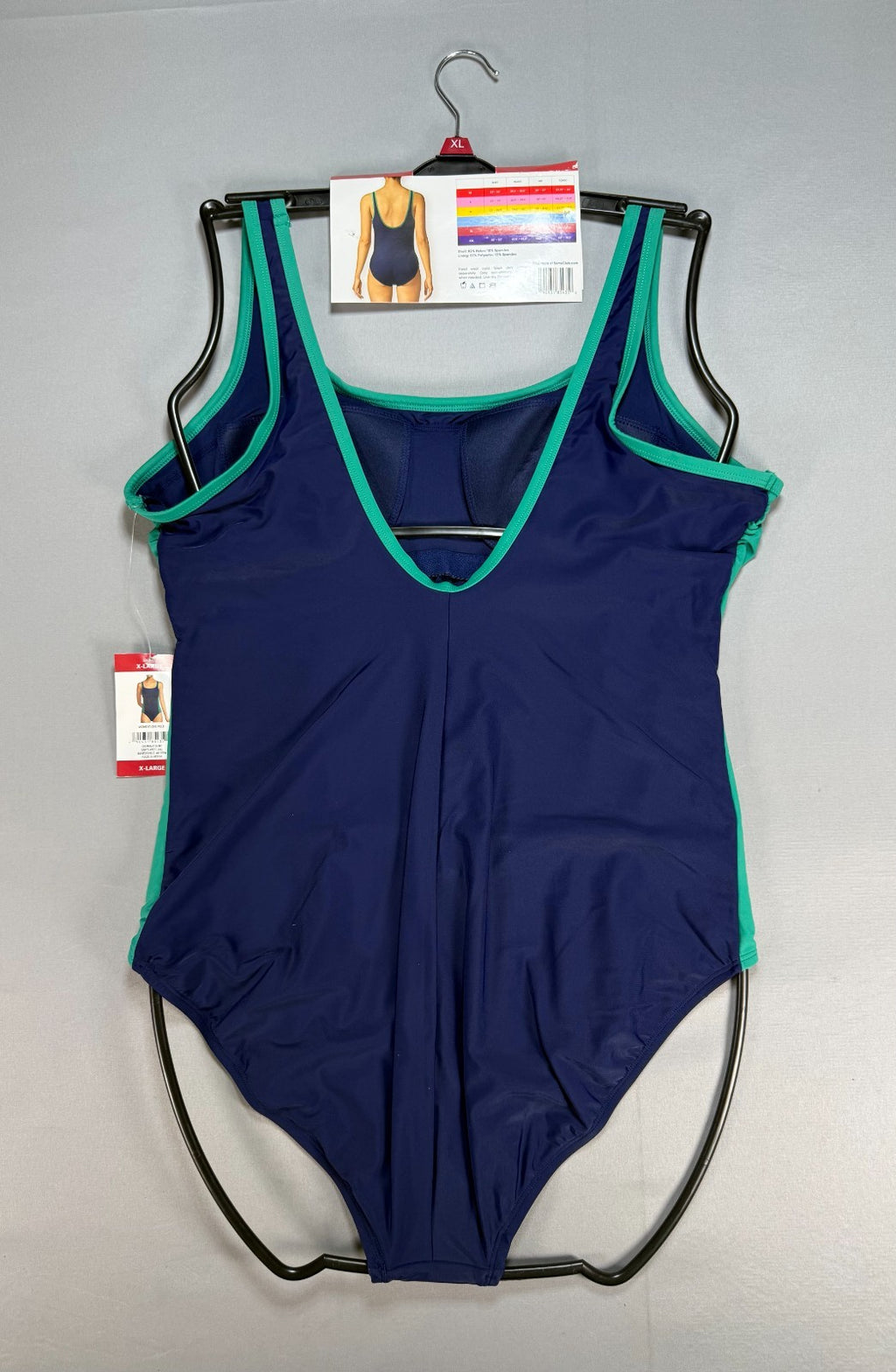 NWT Lands' End Fully Lined Scoop Neck One-Piece Swimsuit Women's XL Blue/Green