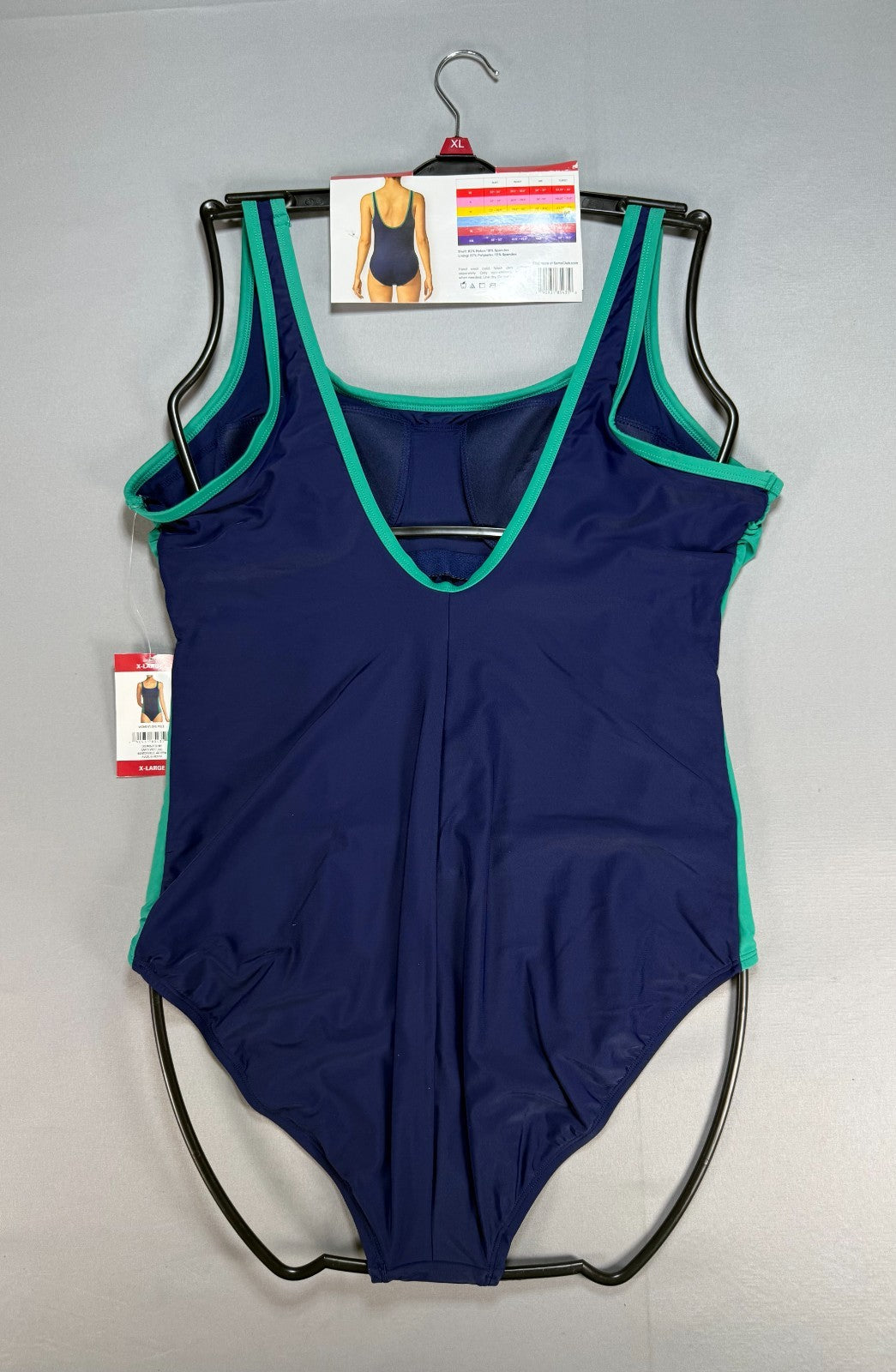 NWT Lands' End Fully Lined Scoop Neck One-Piece Swimsuit Women's XL Blue/Green