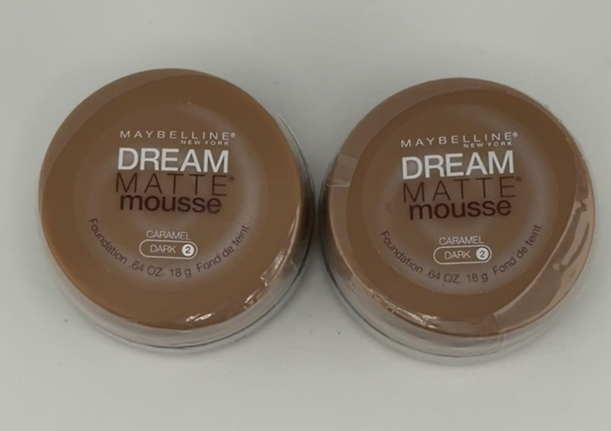 Maybelline Dream Matte Mousse Foundation CARAMEL Dark 2  NEW Lot Of 2