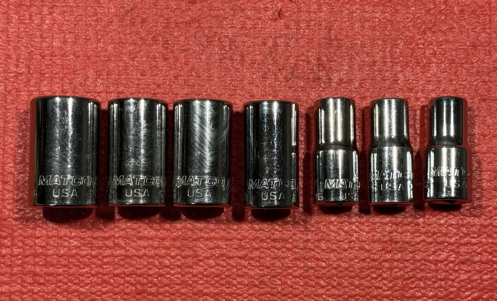 Matco B1 Series 7PC 3/8" Drive Double Square Socket Set 8PT W/ Metal Tray USA