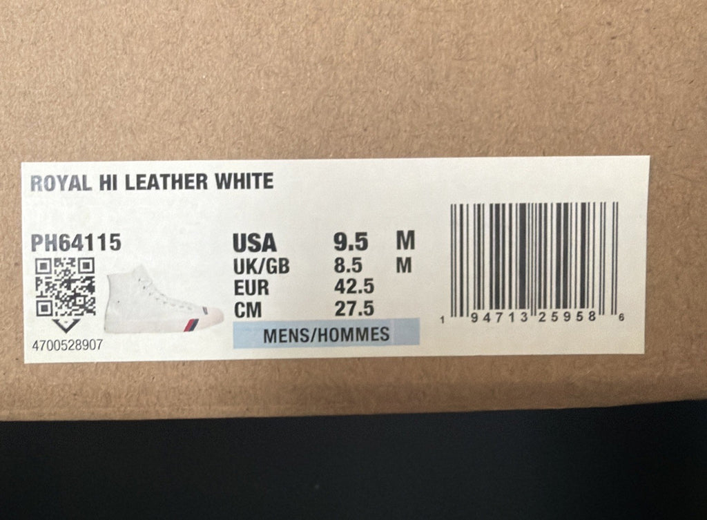 Pro-Keds Royal Men's size 9.5 Hi Lace Up White Leather Canvas Shoes Sneaker