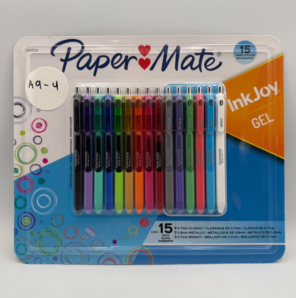 Paper Mate InkJoy Gel Pens Assorted Colors 0.7mm Medium 0.8mm Metallic - 15 Pack