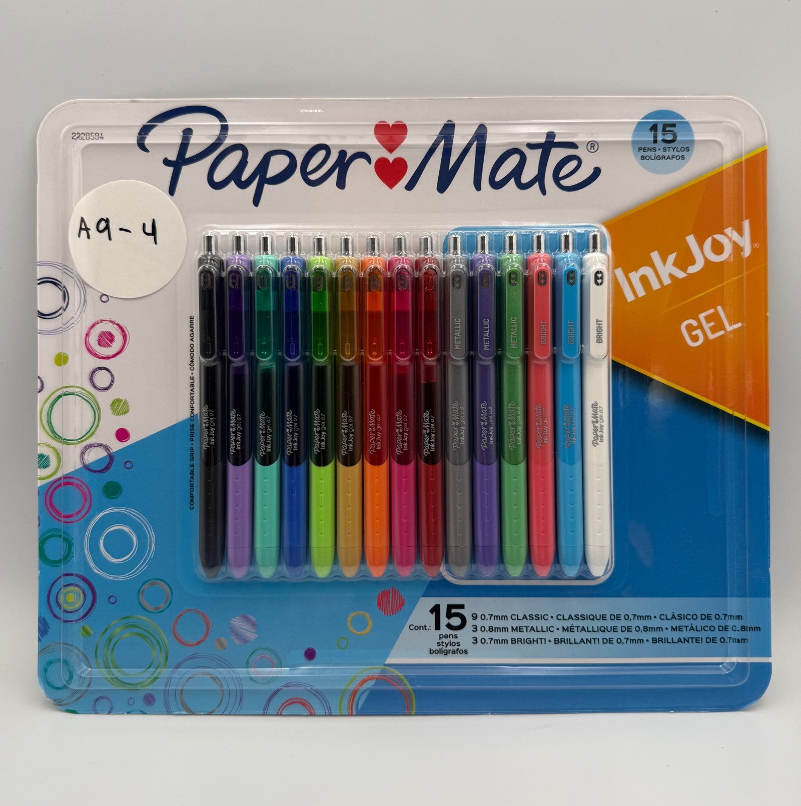 Paper Mate InkJoy Gel Pens Assorted Colors 0.7mm Medium 0.8mm Metallic - 15 Pack