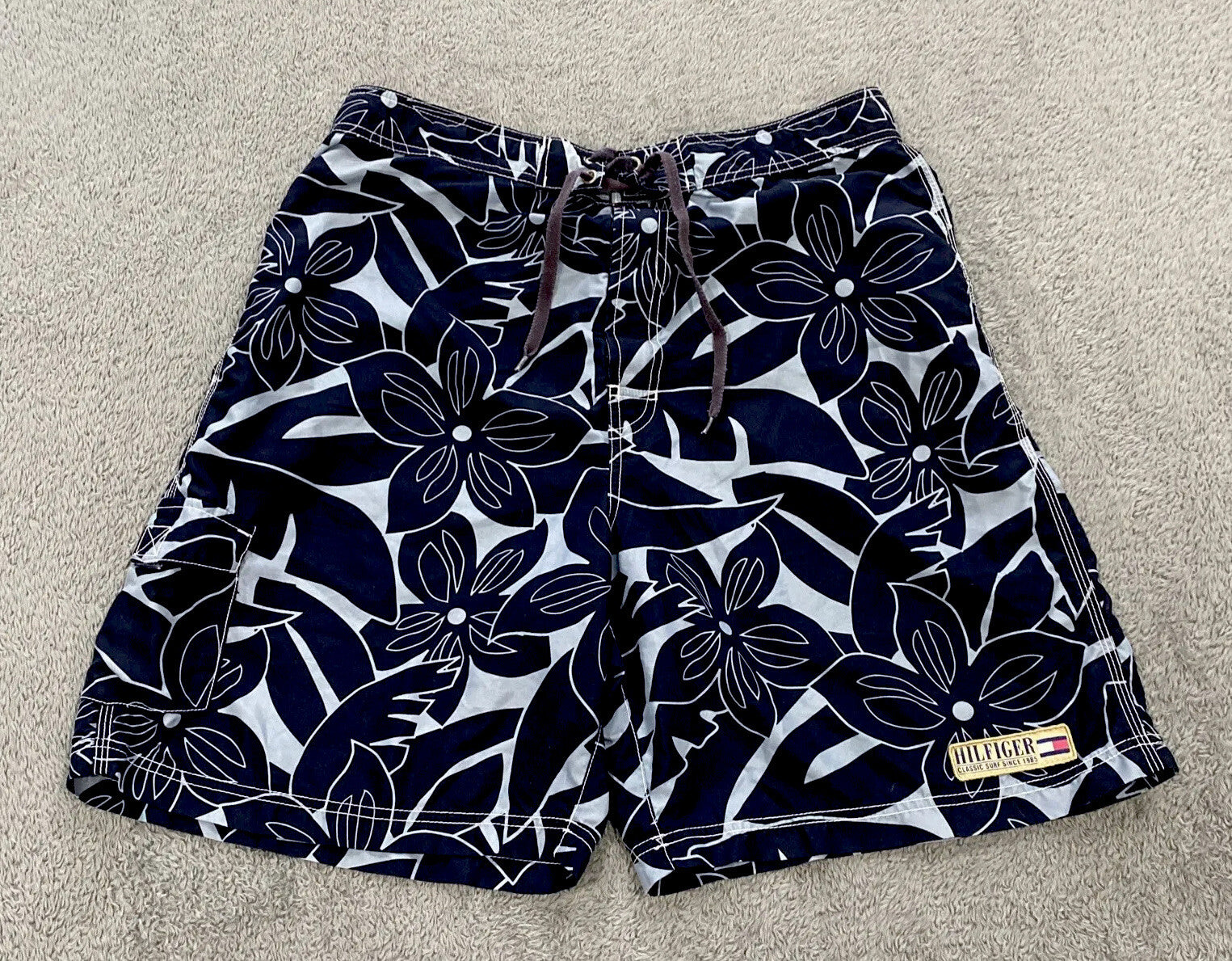 Tommy Hilfiger Vintage Large Floral Mens Swim Shorts Trunks Beach Board SurfSuit