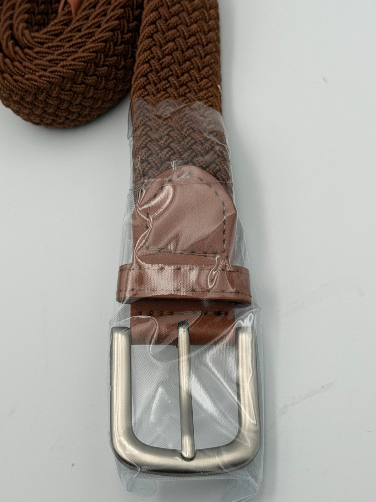 NWT Mugsy Stretch Belt Men's Brown Comfortable Elastic Woven Casual - One Size