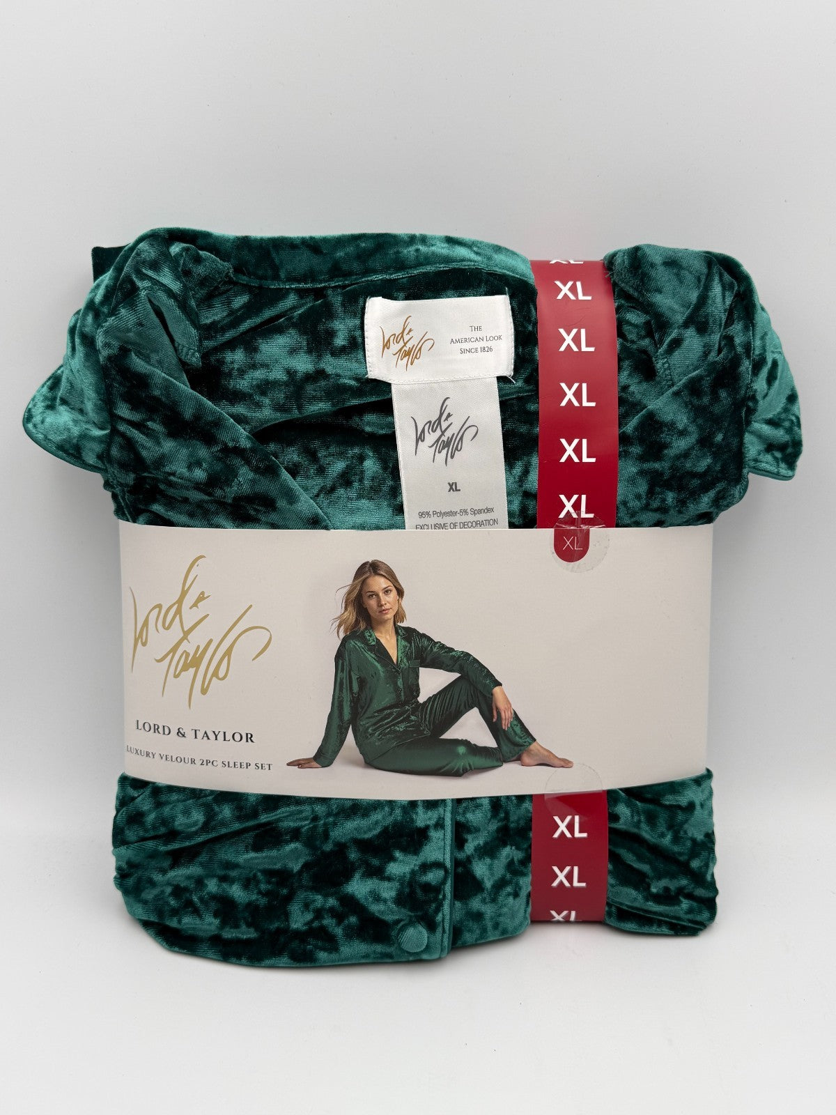 NWT Lord & Taylor 2-Piece Velour Pajama Set Womens X-Large Emerald Green Comfort