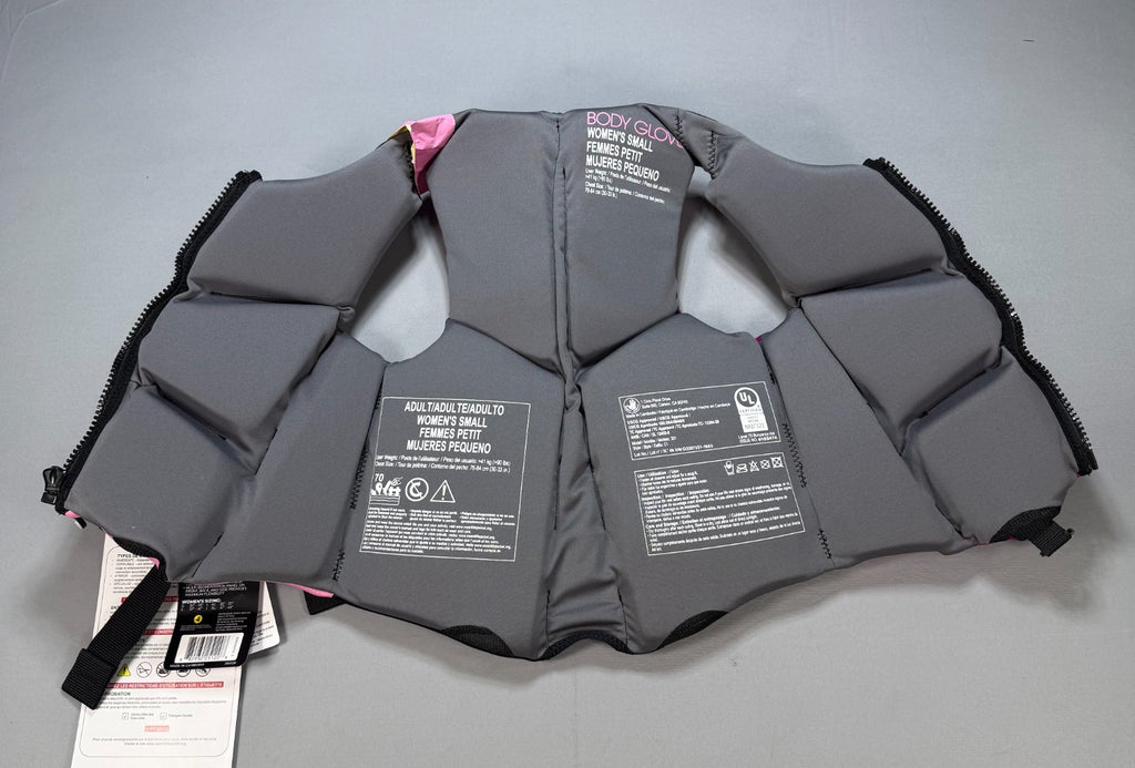 NWT Body Glove Segmented PFD Life Jacket Women's Small Black Pink Lightweight