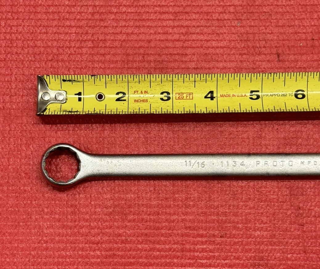 Vintage Proto 1134, 11/16" X 5/8" SAE Double Box-End Wrench 12PT Made in USA