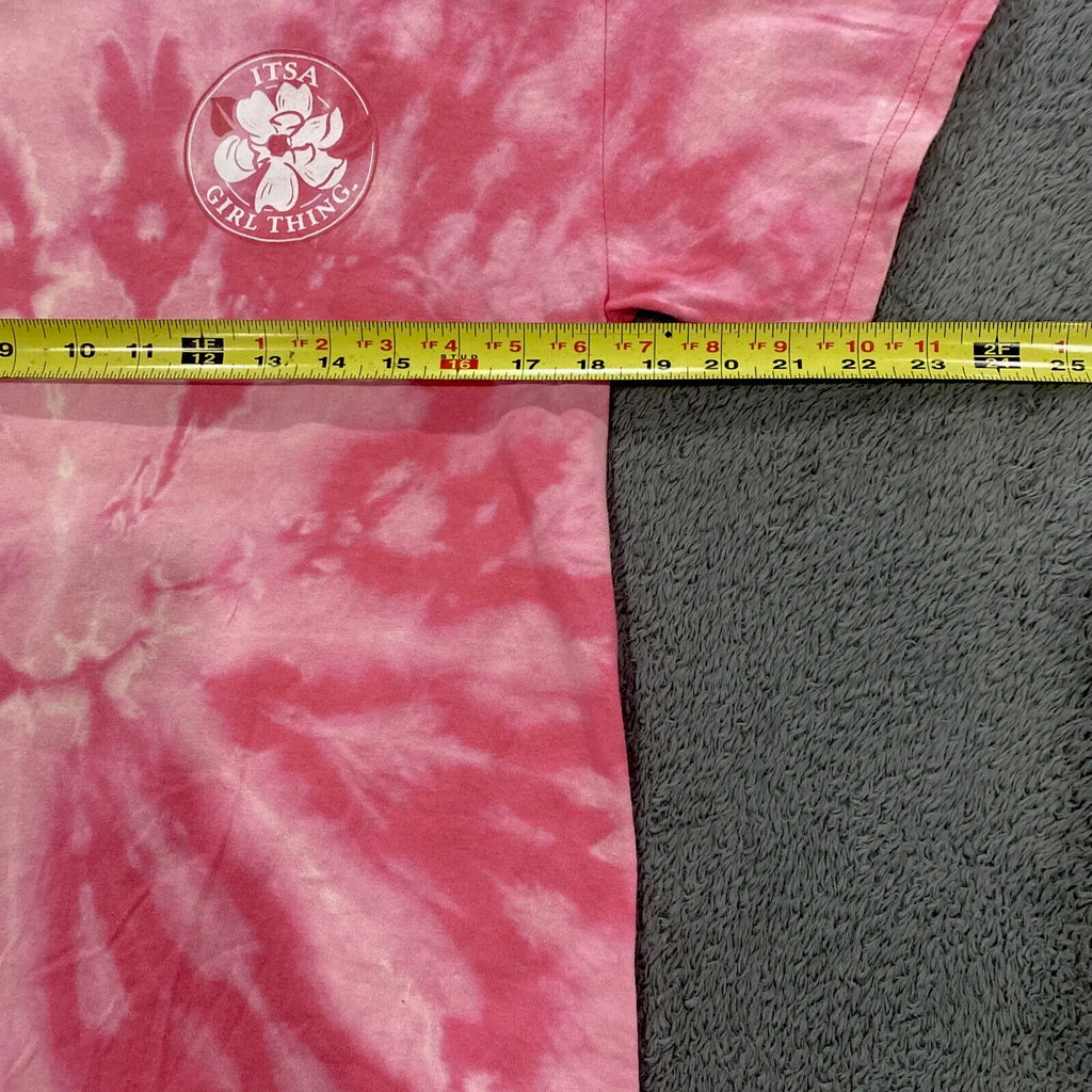 Itsa Girl Thing Women's Medium T-Shirt Pink & white Tye-Dye Spiral
