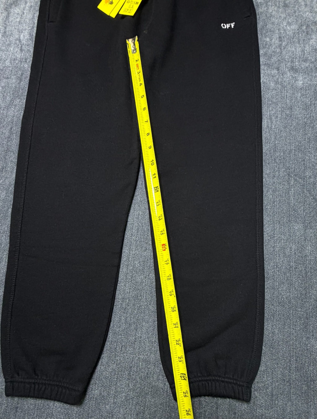 Off-White Stamp Plain Sweatpants Black Kids 12 Black Slash Pockets 100% Cotton