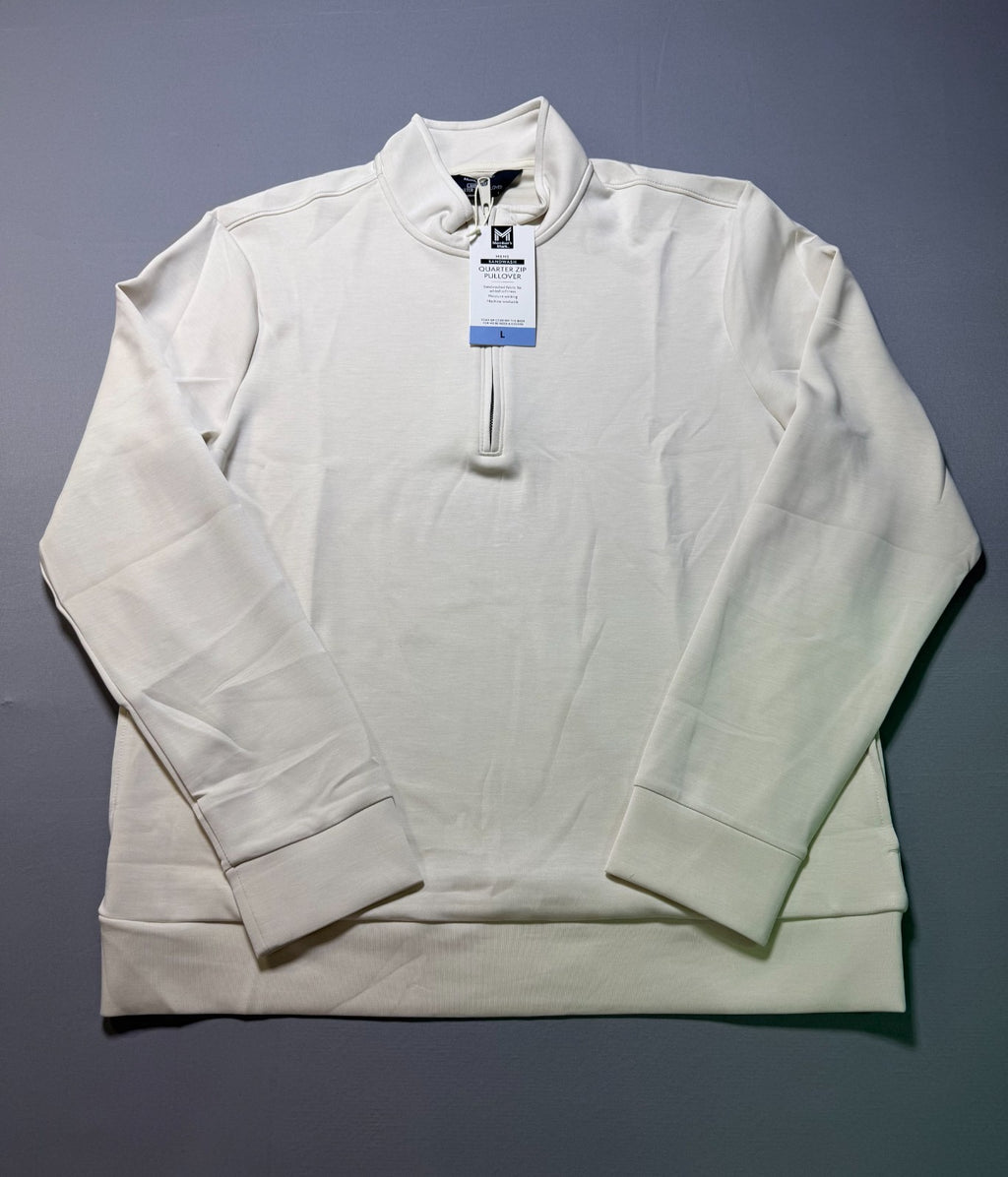 Member's Mark Sandwash Quarter-Zip Pullover Men Large Beige Eco-Conscious Fabric