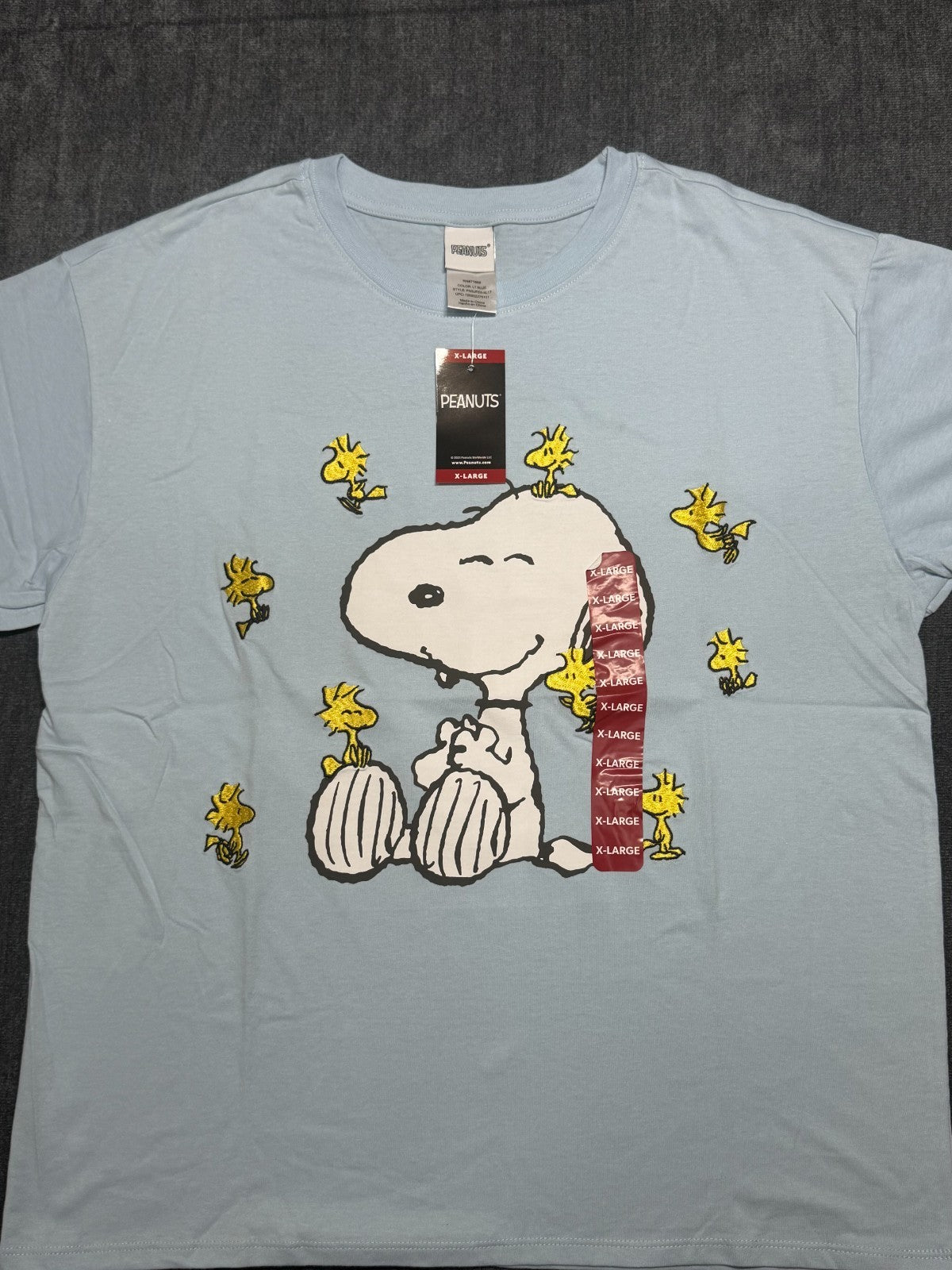 Peanuts Character Soft Short Sleeve Round Neck T-Shirt Women's XL Light Blue