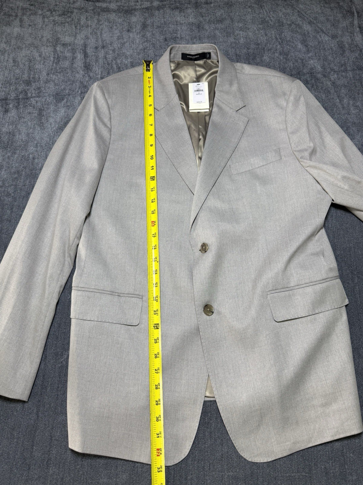 NWT Banana Republic Tailored-Fit Textured Suit Jacket Men's 46 Gray Notch-Lapel