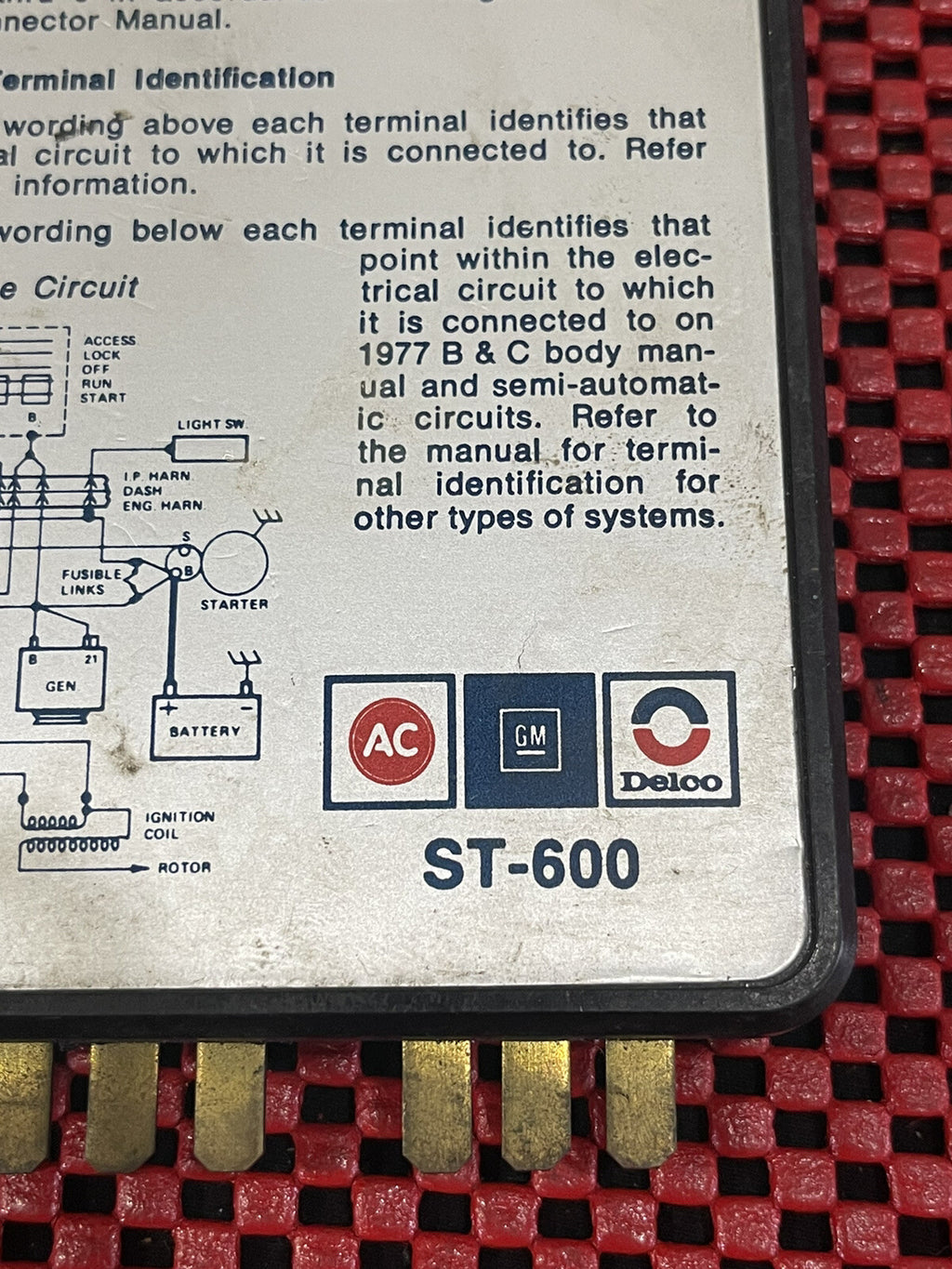 1977 AC DELCO DIAGNOSTIC ADAPTER ST600 B & C BODY GM CONNECTOR ADAPTER N2