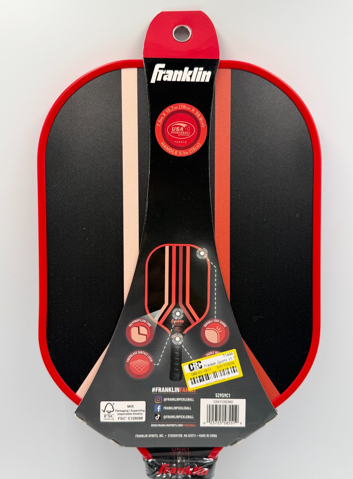 New Franklin Rove Poly Pro Pickleball Paddle Polypropylene Core Racket Black