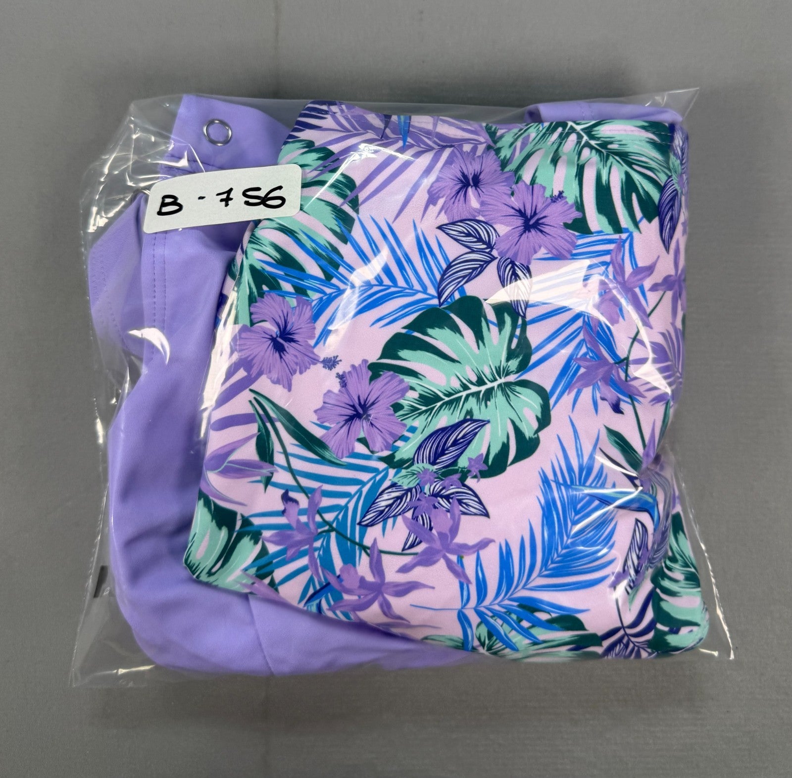 B2Prity Tankini Swimsuit Women's Medium Purple Tropical Floral Summer Beach