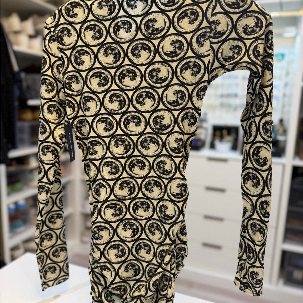Off-White Moon Sec Skin Twist mini Dress Black and Cream