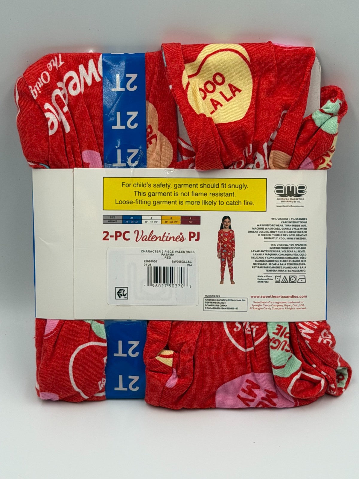 NWT Sweethearts Candies Hearts Valentine's Day 2-Piece Pajama Set Baby 2T Red