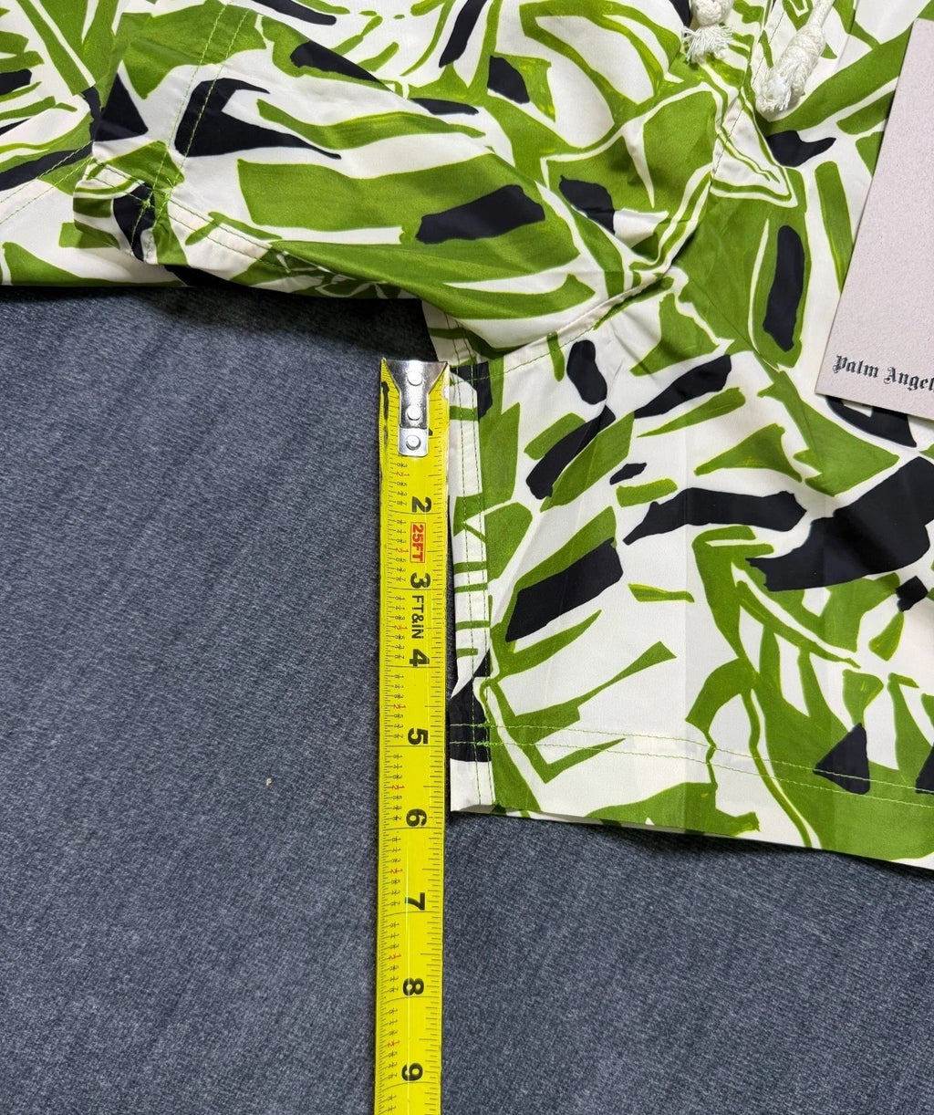 NWT Palm Angels Macro Hibiscus Swim Shorts Men Large Green/White 100% Polyester