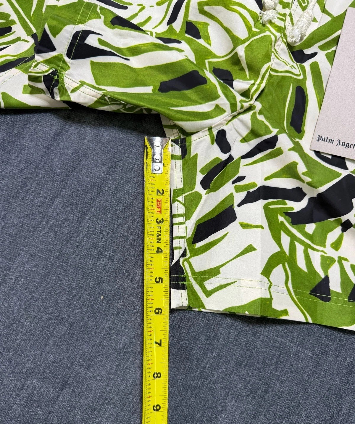 NWT Palm Angels Macro Hibiscus Swim Shorts Men Large Green/White 100% Polyester