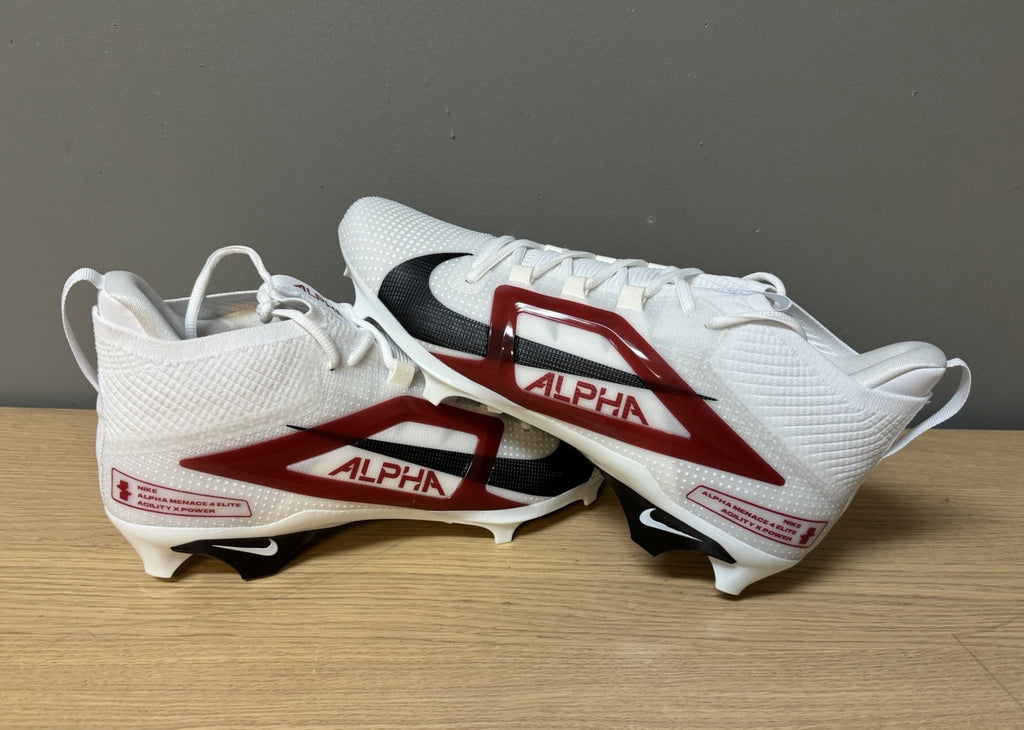 NEW Nike Alpha Menace 4 Elite Football Cleats White | Red MEN'S SIZE 13.5