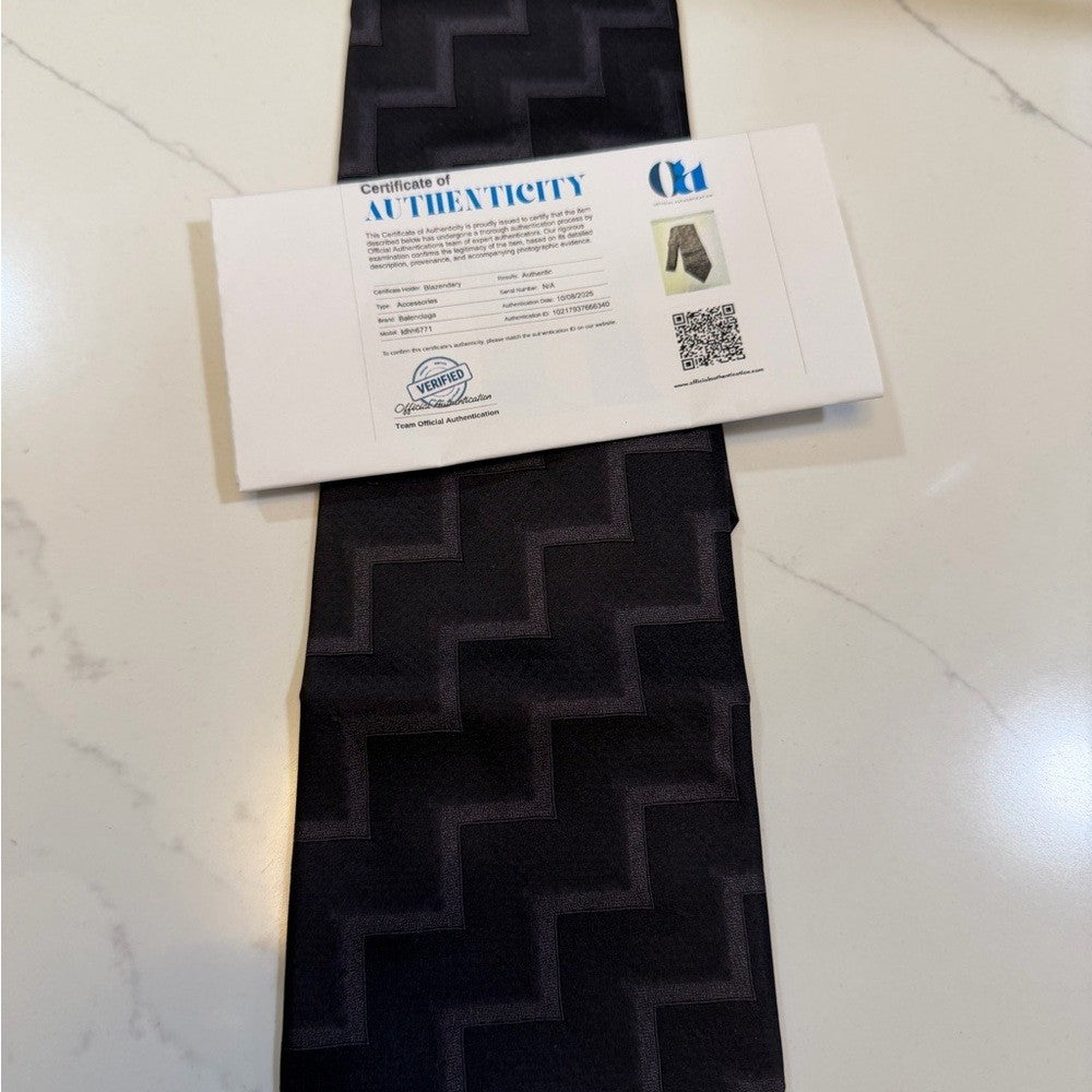 Balenciaga Black Zigzag Pattern Tie