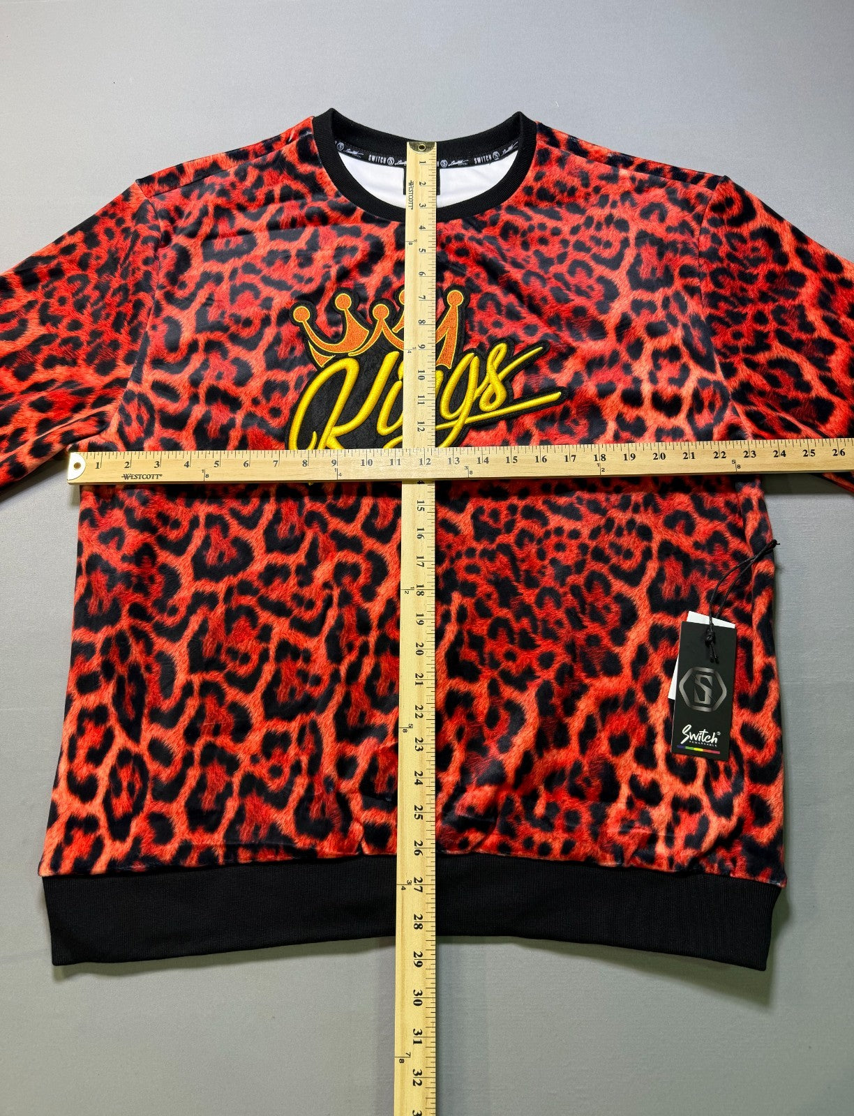 NWT Switch Remarkable Kings Leopard Print Crew Neck Sweatshirt Women's 2X Orange