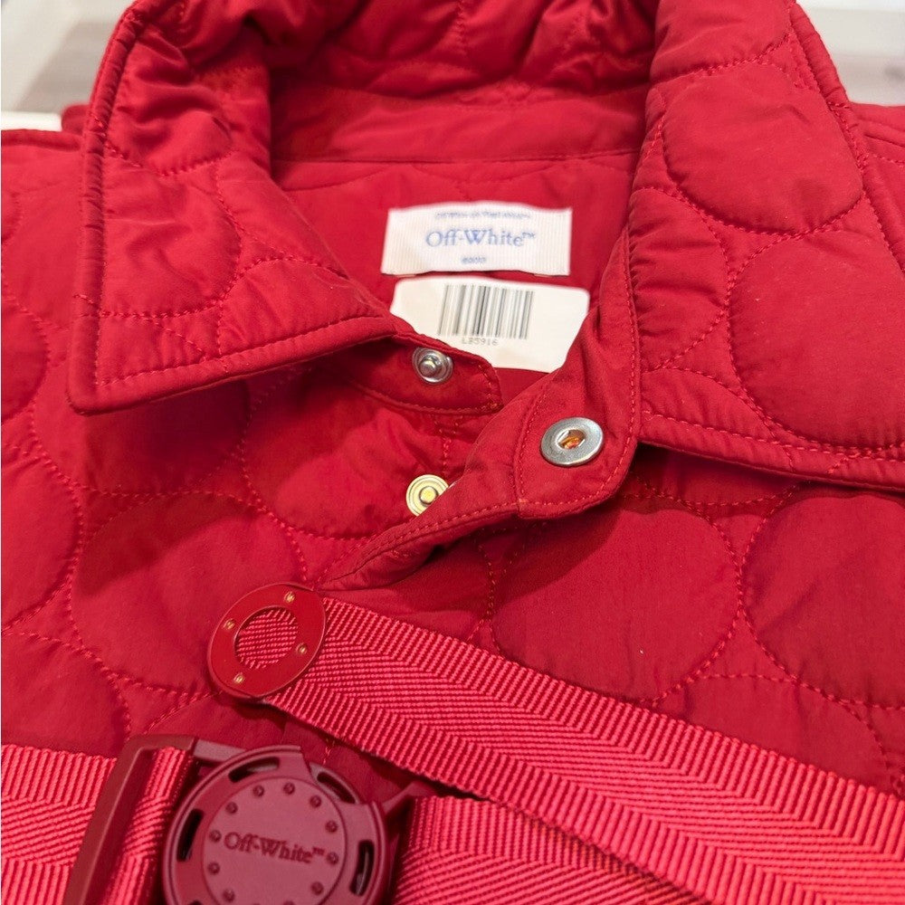 Off-White Patch Arr Buckleup Quilt Vest - Red Midium