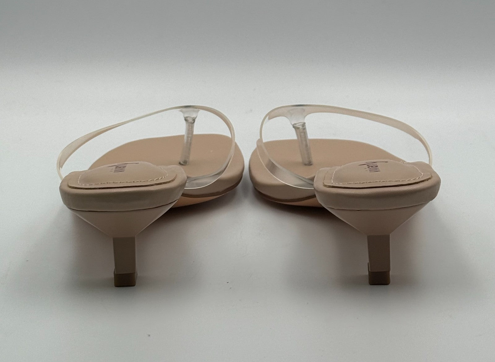 NWB Vivianly Flip Flops Kitten Heel Backless Sandals Women 8 Clear Stiletto Heel