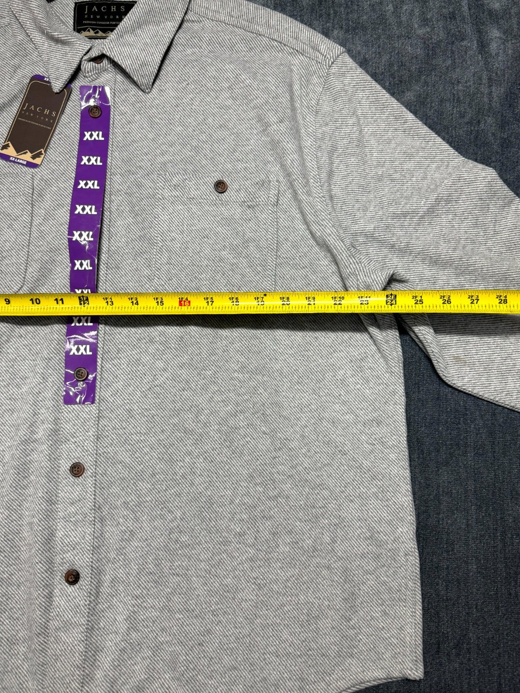 NWT Jachs New York Knit Button-Up Shirt Men's 2XL Light Gray Long-Sleeve Pockets