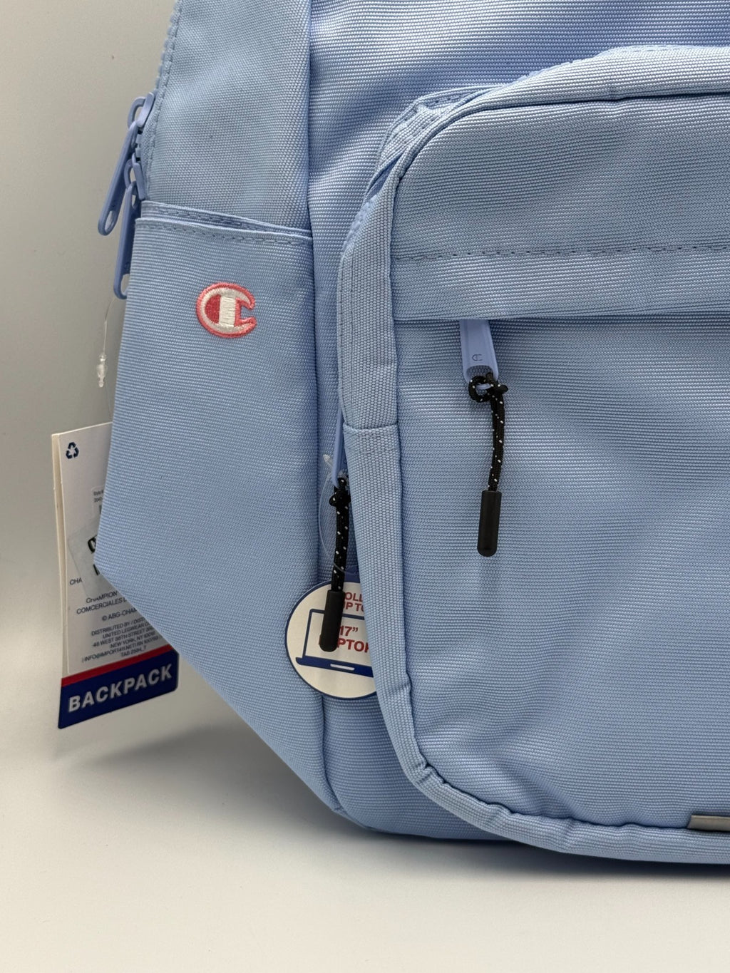 NWT Champion Estate Backpack Light Blue Coral Pink Fits 17" Laptop School Bag