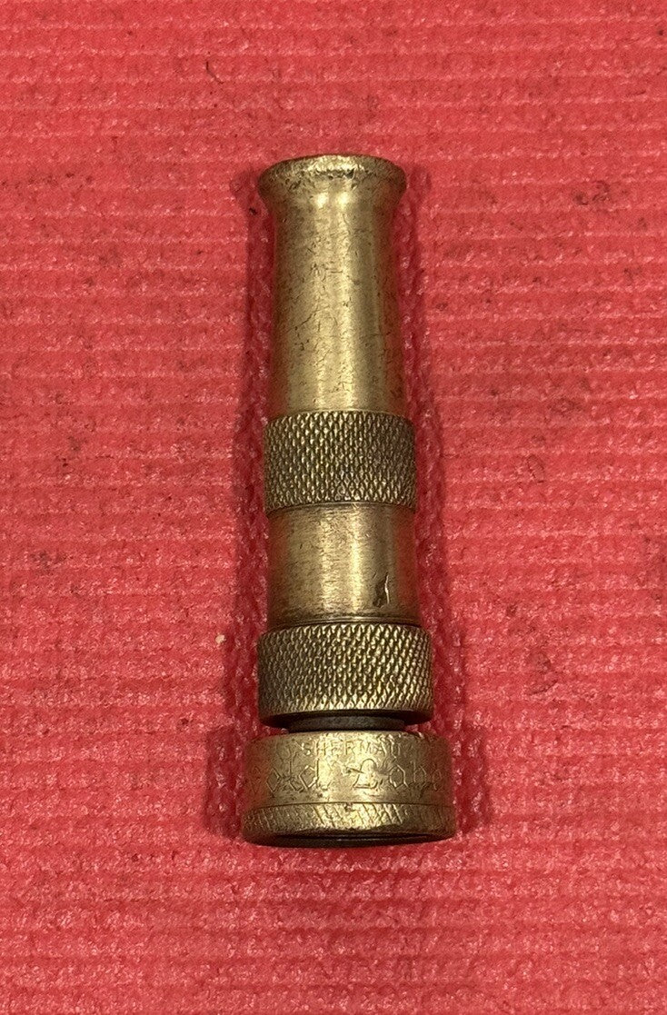 Vintage SHERMAN GOLD LABEL Brass Water Garden Hose Nozzle USA 4”