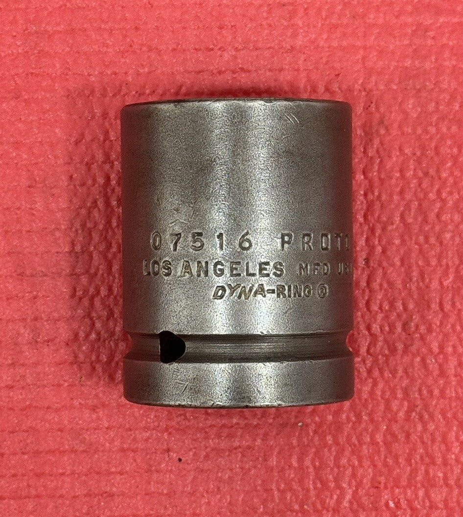 Vintage Proto Los Angeles Dyna-Ring 07516 3/4"Drive 1" Impact Socket Made In USA