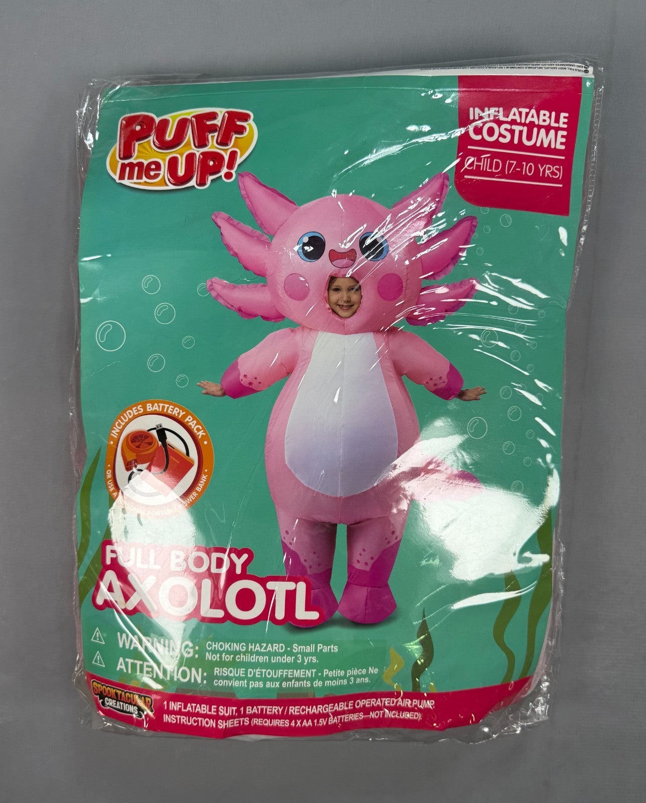 Spooktacular Creations Kids Inflatable Axolotl Costume Child 7-10 Yrs Halloween