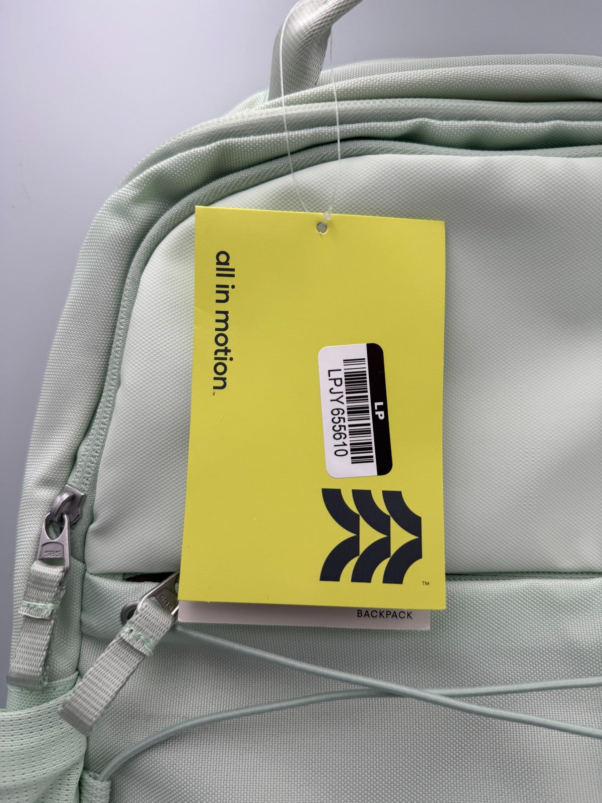 All In Motion Sporty 19" Backpack Mint Green Bungee Cord Laptop School Book bag