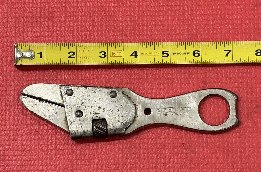 ELGIN RARE ADJUSTABLE ALLIGATOR WRENCH CARL GOPPETT PAT JUNE 1897 VERY RARE