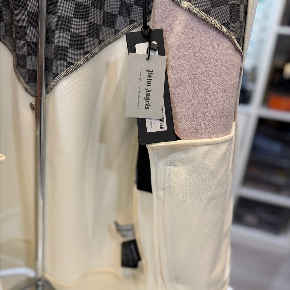Palm Angels Cream and Pink Checkered Jacket Size Large