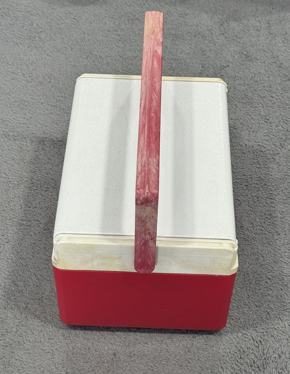 Vintage Coleman Red Flip Top Lid Personal Mini Cooler 5205, 6 Pack Lunchbox