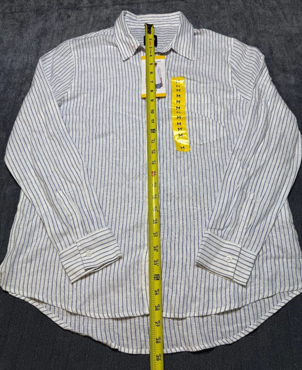 NWT Gap Striped Linen Button-Up Shirt Women's Medium White Long Sleeve Collared
