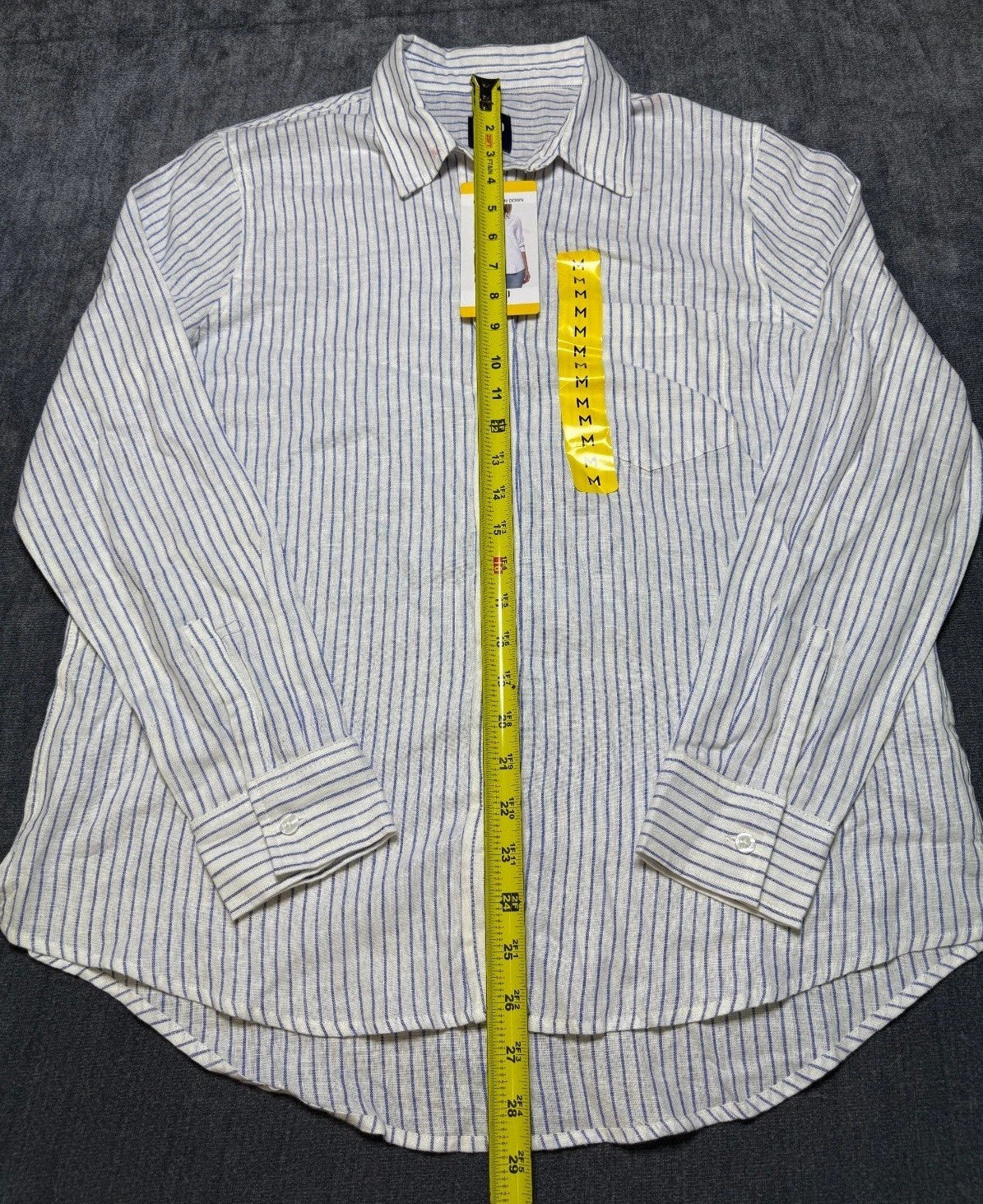 NWT Gap Striped Linen Button-Up Shirt Women's Medium White Long Sleeve Collared