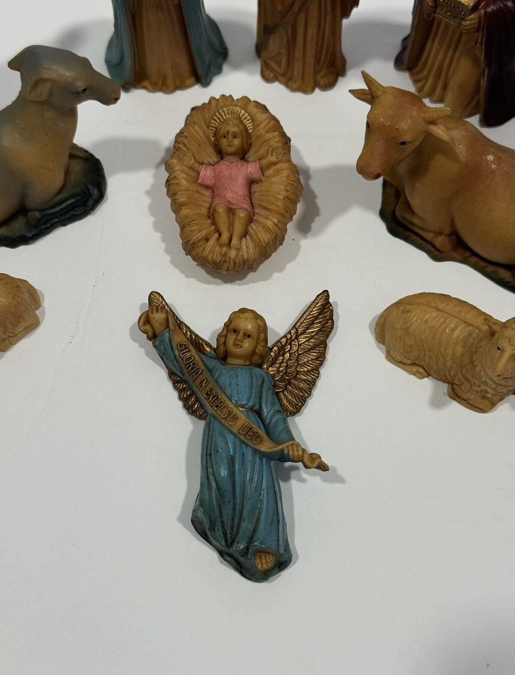 Vintage Nativity Mary Joseph Baby Jesus 3 Wise Men Shepherd SET of 12 Figures