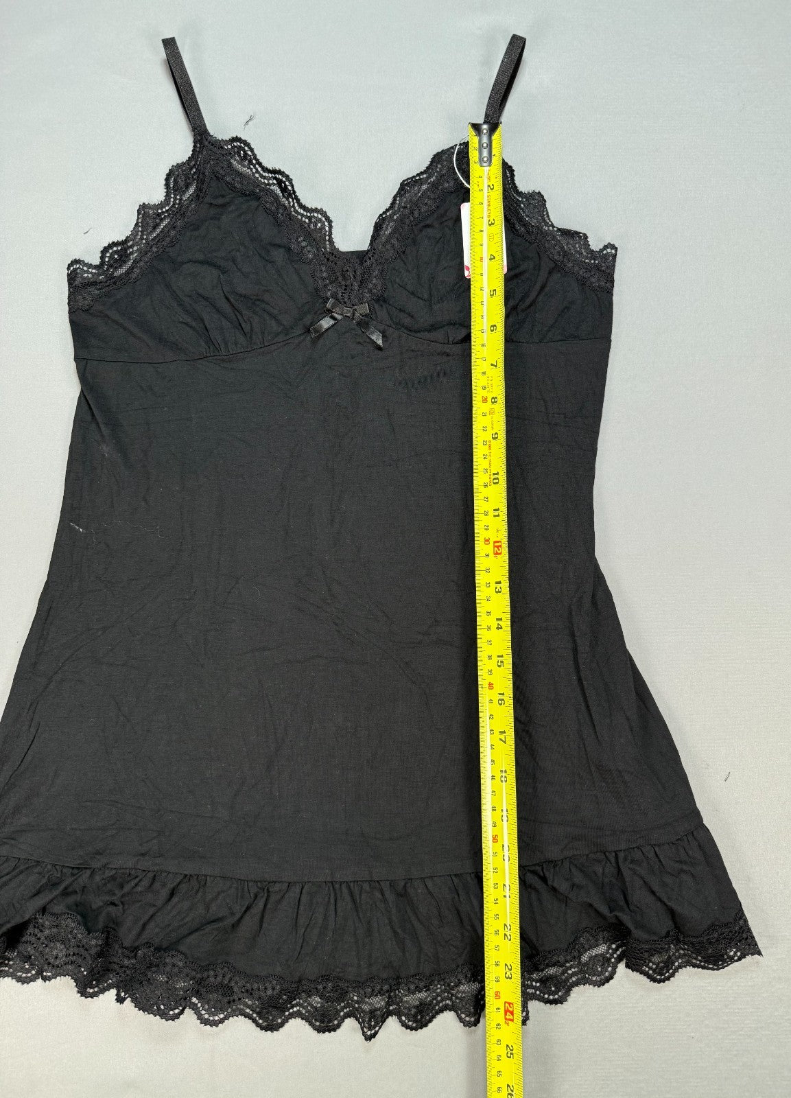 Fireelf Lace Trim Cami V-Neck Top Women's Small Black Spaghetti Strap Sleepwear